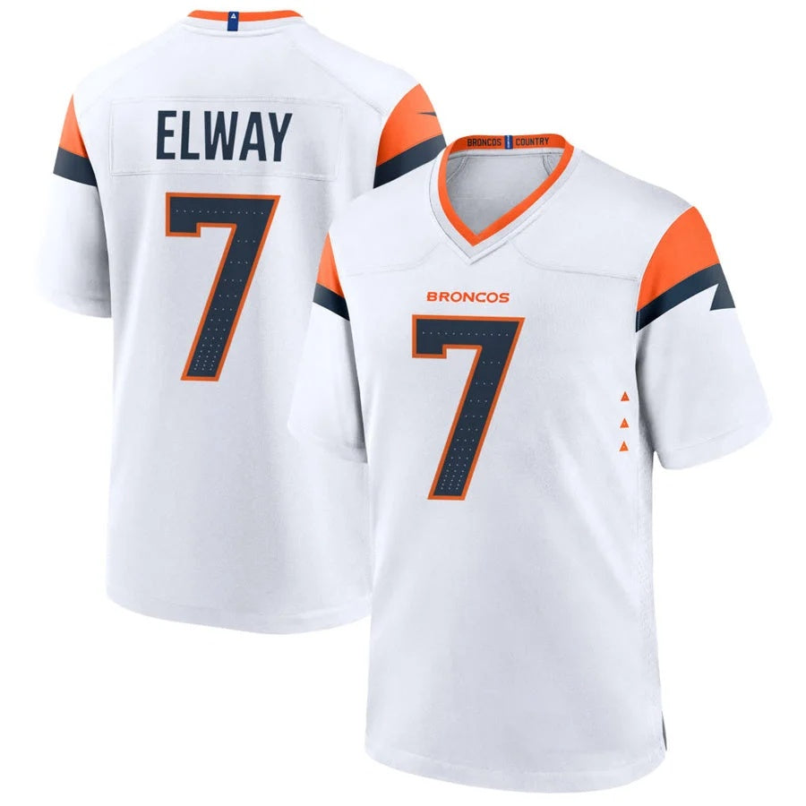 D.Broncos #7 John Elway Player White Home Game Football Jersey