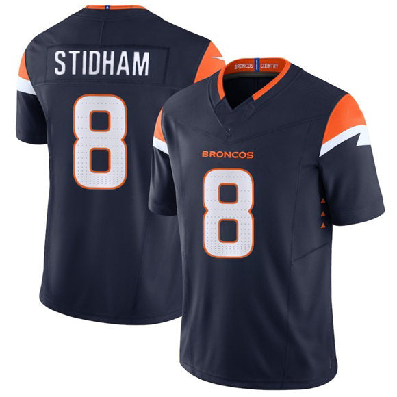 D.Broncos #8 Jarrett Stidham Navy 2025 F.U.S.E. Vapor Limited Stitched Football Jersey