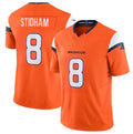 D.Broncos #8 Jarrett Stidham Orange 2025 F.U.S.E. Vapor Limited Stitched Football Jersey