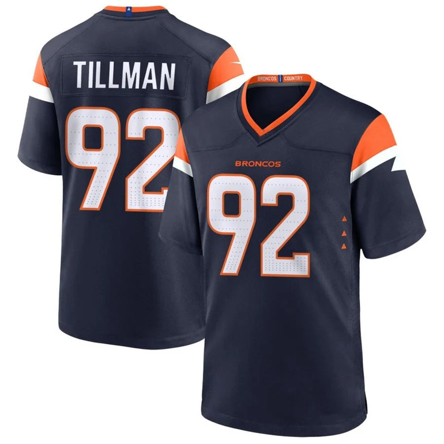 D.Broncos #92 Dondrea Tillman Player Navy Home Game Football Jersey