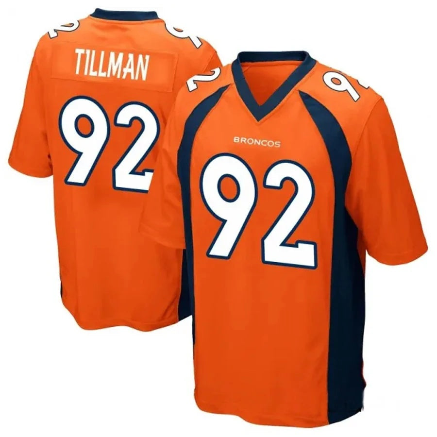 D.Broncos #92 Dondrea Tillman Player Orange Game Football Jersey