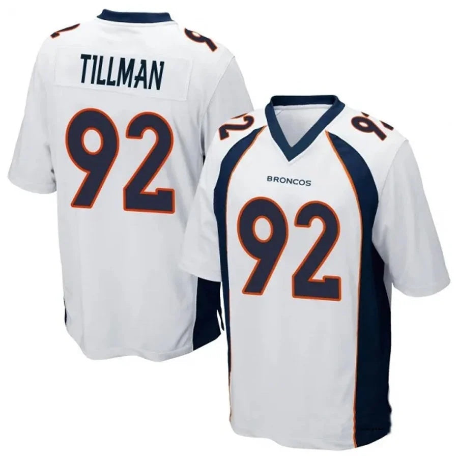 D.Broncos #92 Dondrea Tillman Player White Game Football Jersey