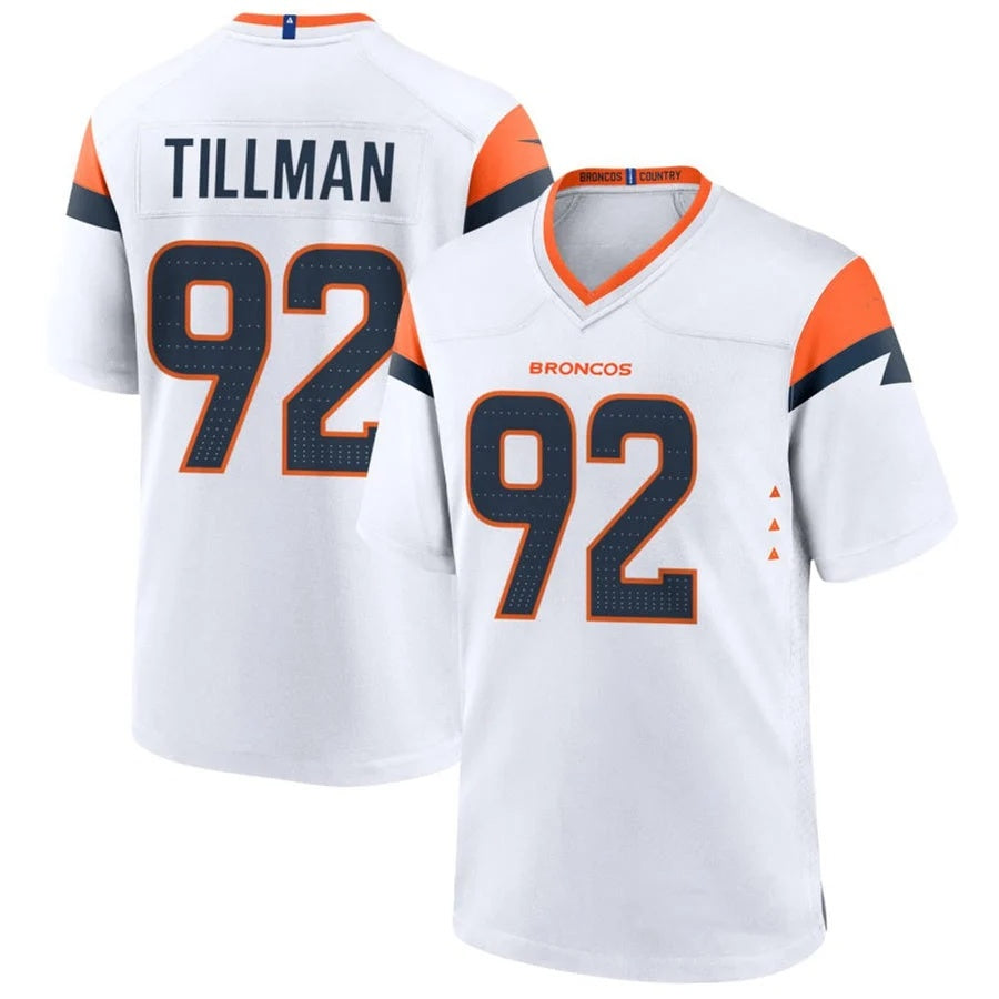 D.Broncos #92 Dondrea Tillman Player White Home Game Football Jersey