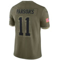 D.Cowboys #11 Micah Parsons Olive Salute To Service Player Football Jersey