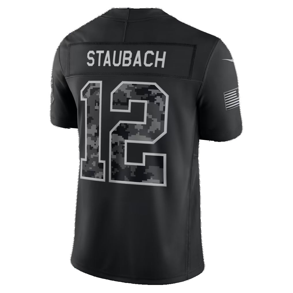 D.Cowboys #12 Roger Staubach Black 2026 Salute to Service Retired Player Stitched Limited Football Jersey