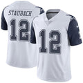 D.Cowboys #12 Roger Staubach White Stitched Limited Rush Football Jersey