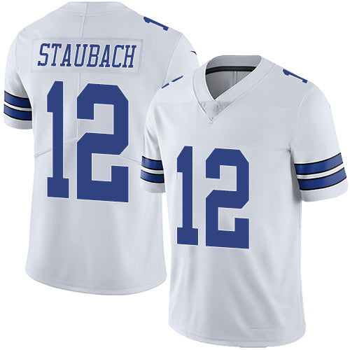 D.Cowboys #12 Roger Staubach White Stitched Vapor Untouchable Limited Football Jersey
