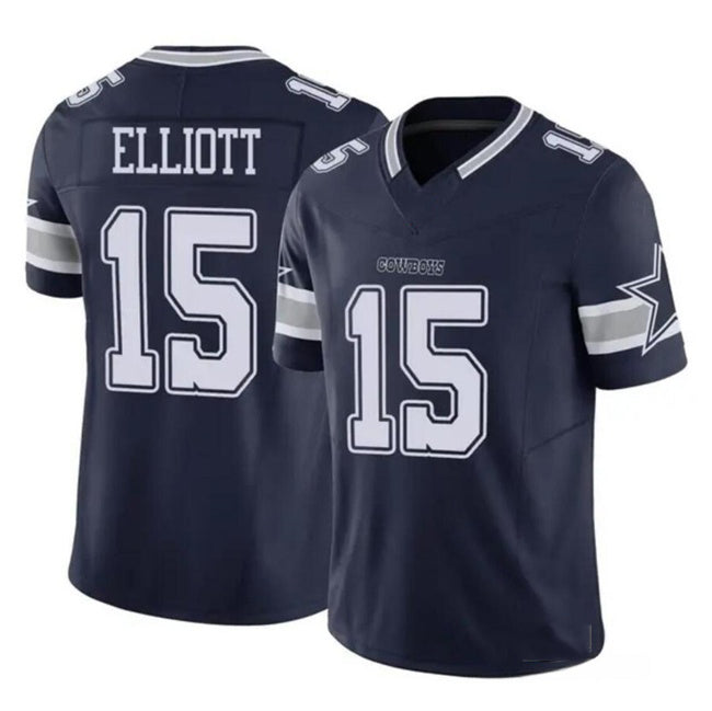 D.Cowboys #15 Ezekiel Elliott Navy 2023 F.U.S.E Vapor Untouchable Limited Stitched Football Jersey
