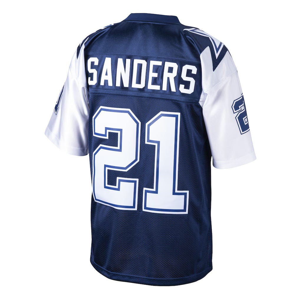 D.Cowboys #21 Deion Sanders Mitchell & Ness Navy Authentic Throwback Retired Player Football Jersey