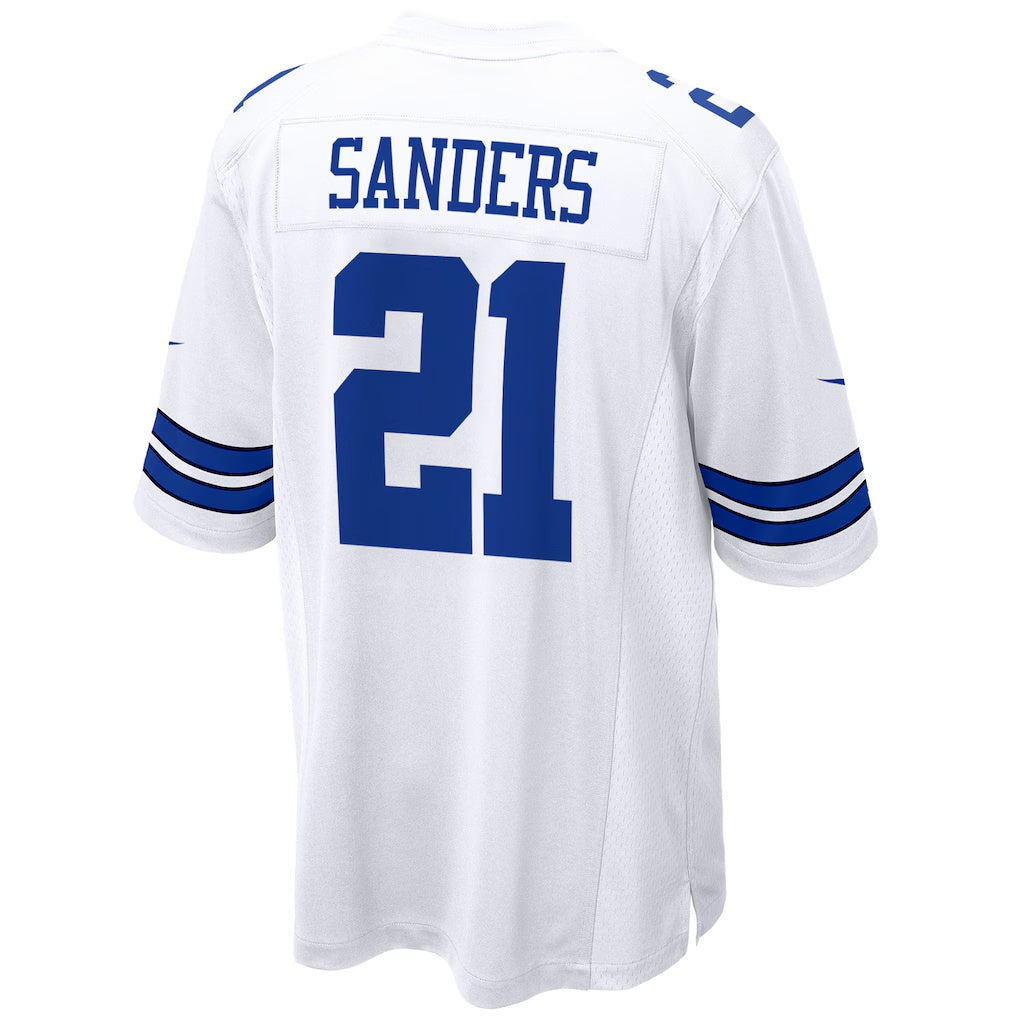 D.Cowboys #21 Deion Sanders White Retired Player Game Football Jersey
