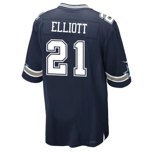 D.Cowboys #21 Ezekiel Elliott Navy Game Football Jersey