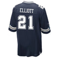 D.Cowboys #21 Ezekiel Elliott Navy Game Football Jersey