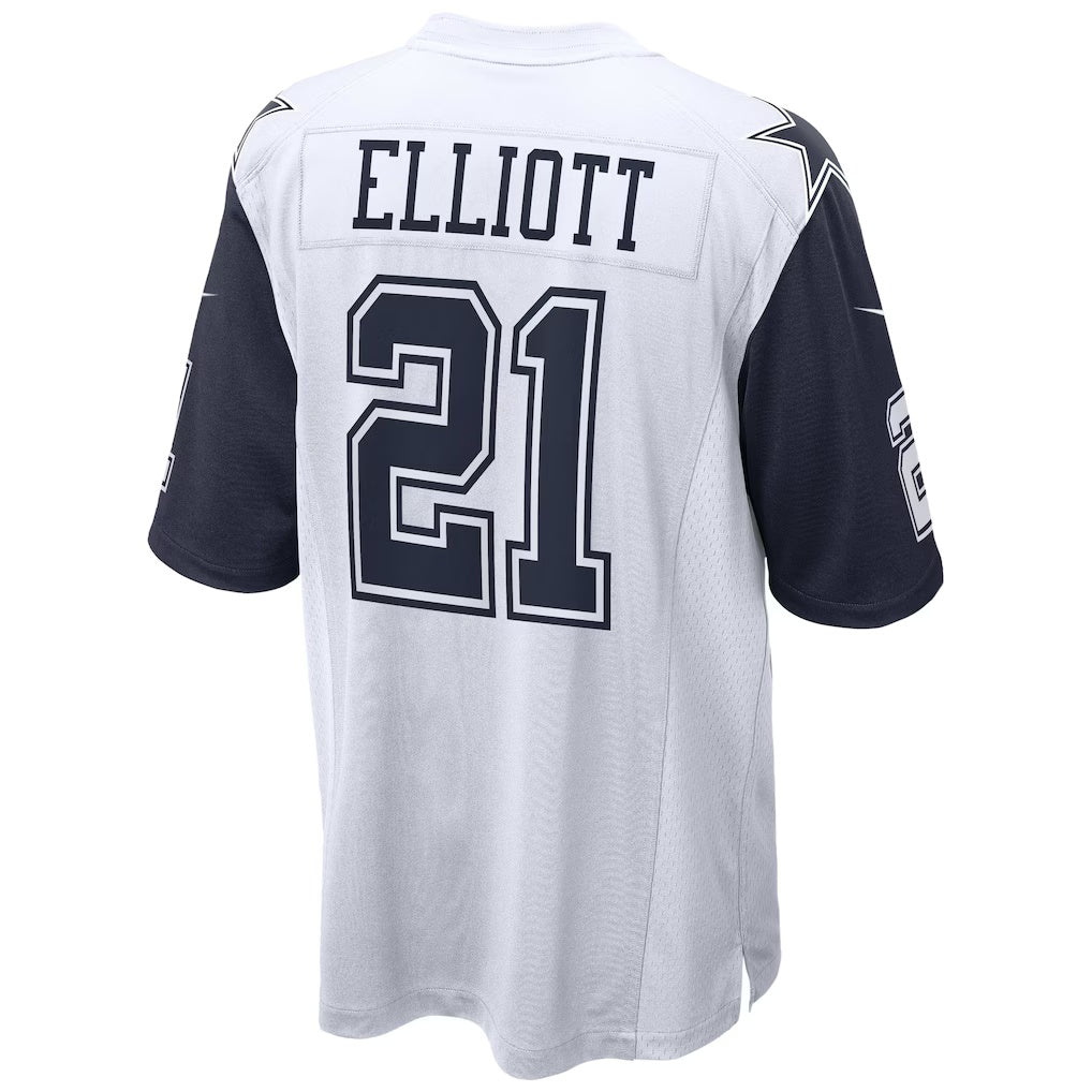 D.Cowboys #21 Ezekiel Elliott White Alternate Game Football Jersey