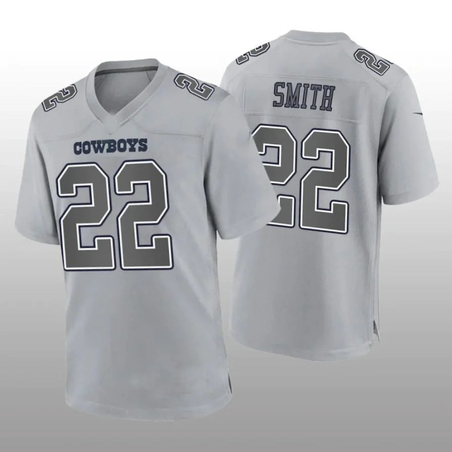 D.Cowboys #22 Emmitt Smith Gray Game Player Fashion Football Jersey
