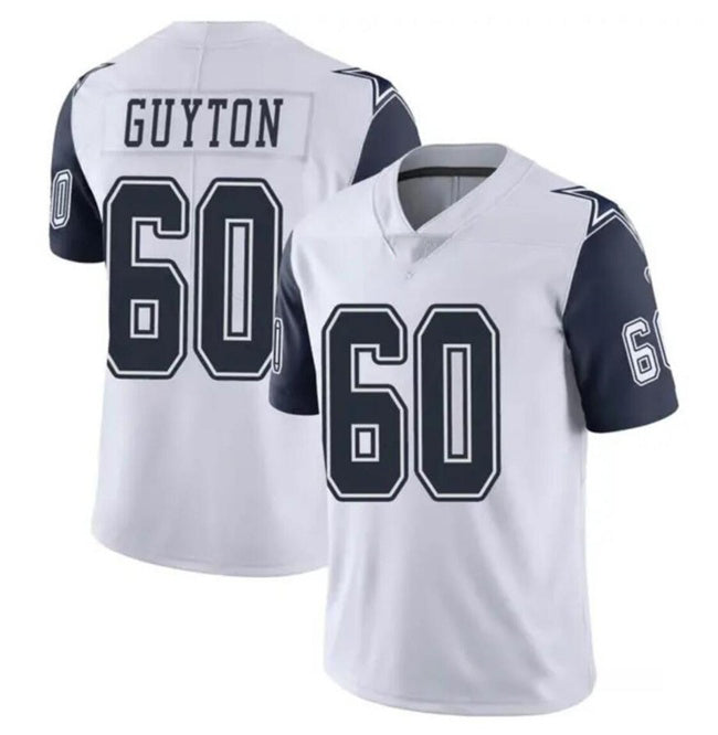 D.Cowboys #60 Tyler Guyton White 2024 Draft Color Rush Limited Stitched Football Jersey