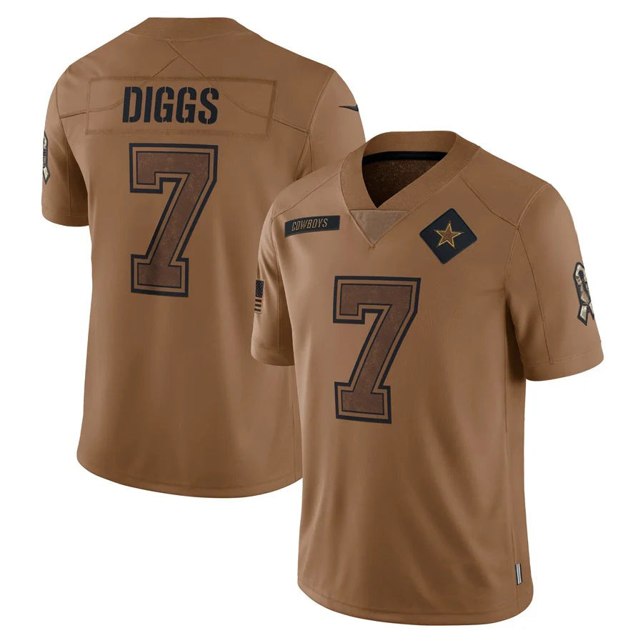 D.Cowboys #7 Trevon Diggs Player Brown Salute To Service Limited Football Jersey