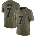 D.Cowboys #7 Trevon Diggs Player Salute To Service Limited Olive Football Jersey