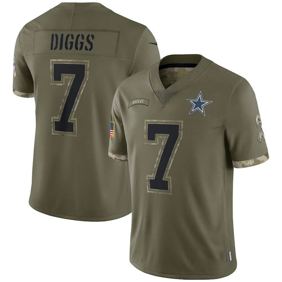 D.Cowboys #7 Trevon Diggs Player Salute To Service Limited Olive Football Jersey