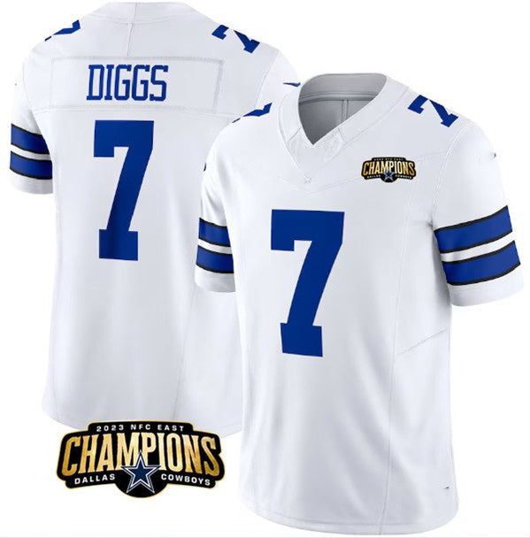 D.Cowboys #7 Trevon Diggs White 2023 F.U.S.E. NFC East Champions Patch Football Stitched Football Jersey