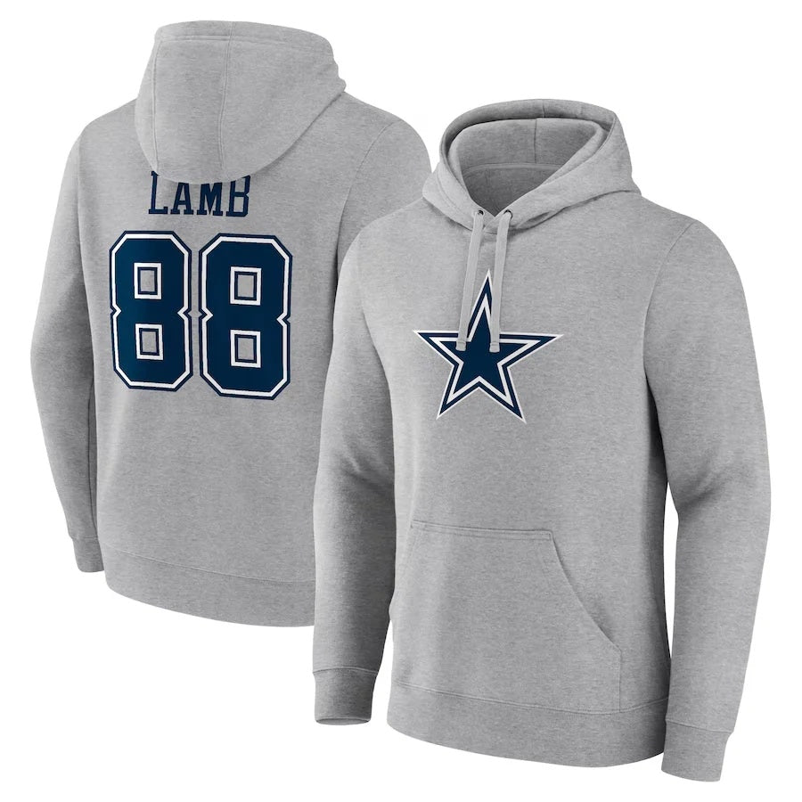 D.Cowboys #88 CeeDee Lamb Player Gray Icon Pullover Hoodie Game Football Jersey