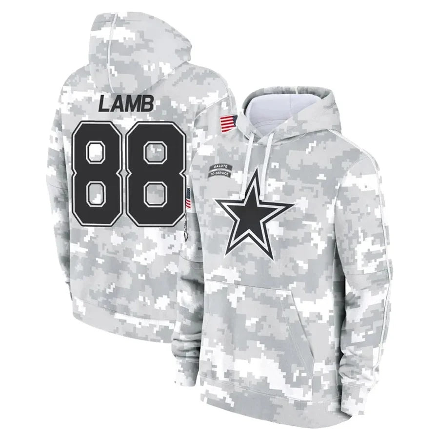 D.Cowboys #88 CeeDee Lamb Player Salute to Service Hoodies Game Football Jersey