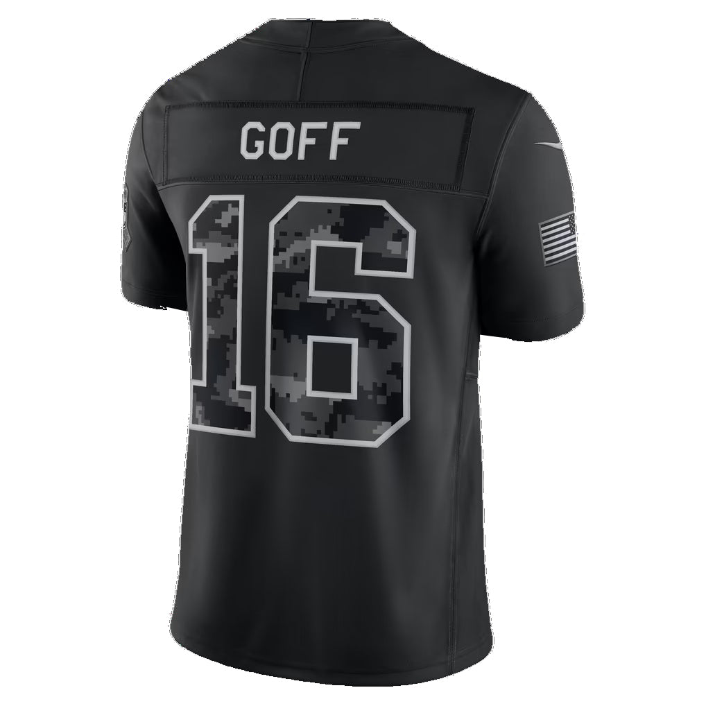 D.Lions #16 Jared Goff Black 2026 Salute to Service Stitched Limited Football Jersey