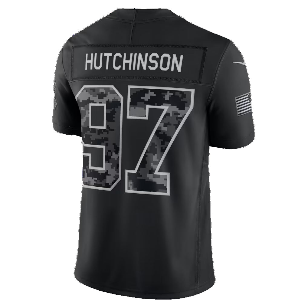 D.Lions #97 Aidan Hutchinson Black 2026 Salute to Service Stitched Limited Football Jersey