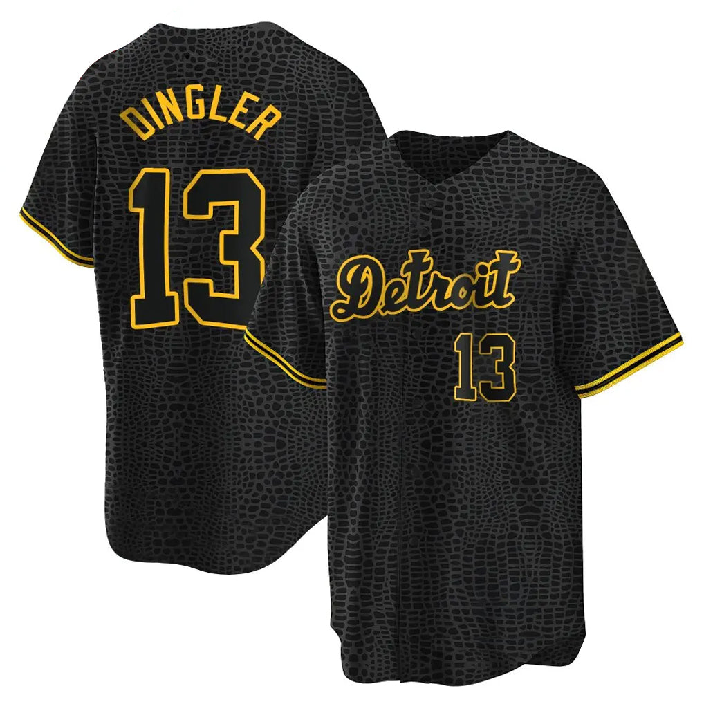Detroit Tigers #13 Dillon Dingler Player Black Snake Skin City Home Game Stitched Baseball Jersey