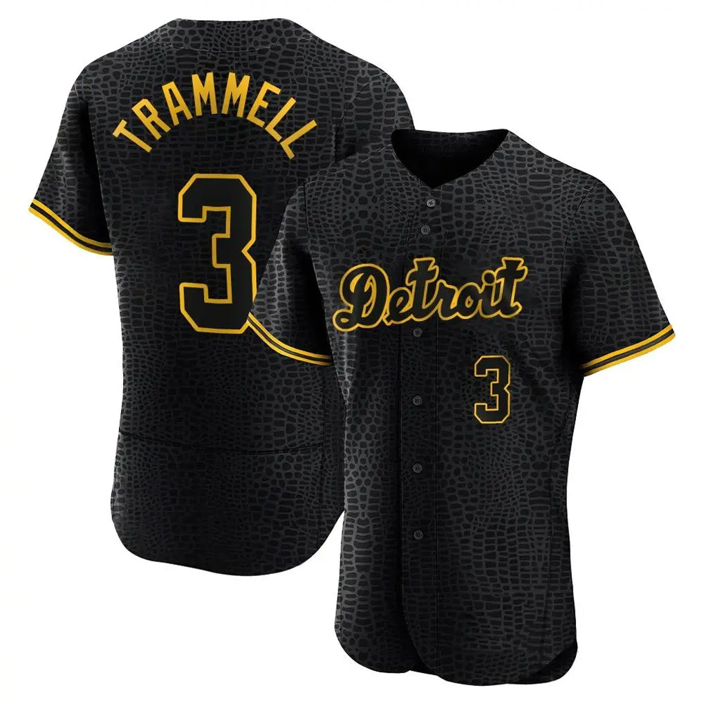 Detroit Tigers #3 Alan Trammell Player Black Snake Skin City Limited Elite Home Stitched Baseball Jersey