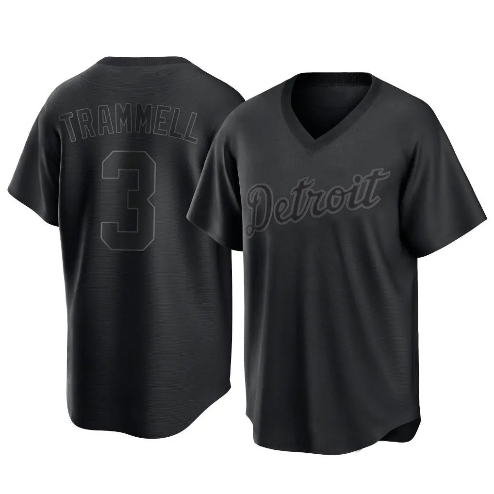 Detroit Tigers #3 Alan Trammell Player Black T-shirt Home Game Stitched Baseball Jersey