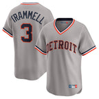 Detroit Tigers #3 Alan Trammell Player Gray Cooperstown T-shirt Home Game Stitched Baseball Jersey