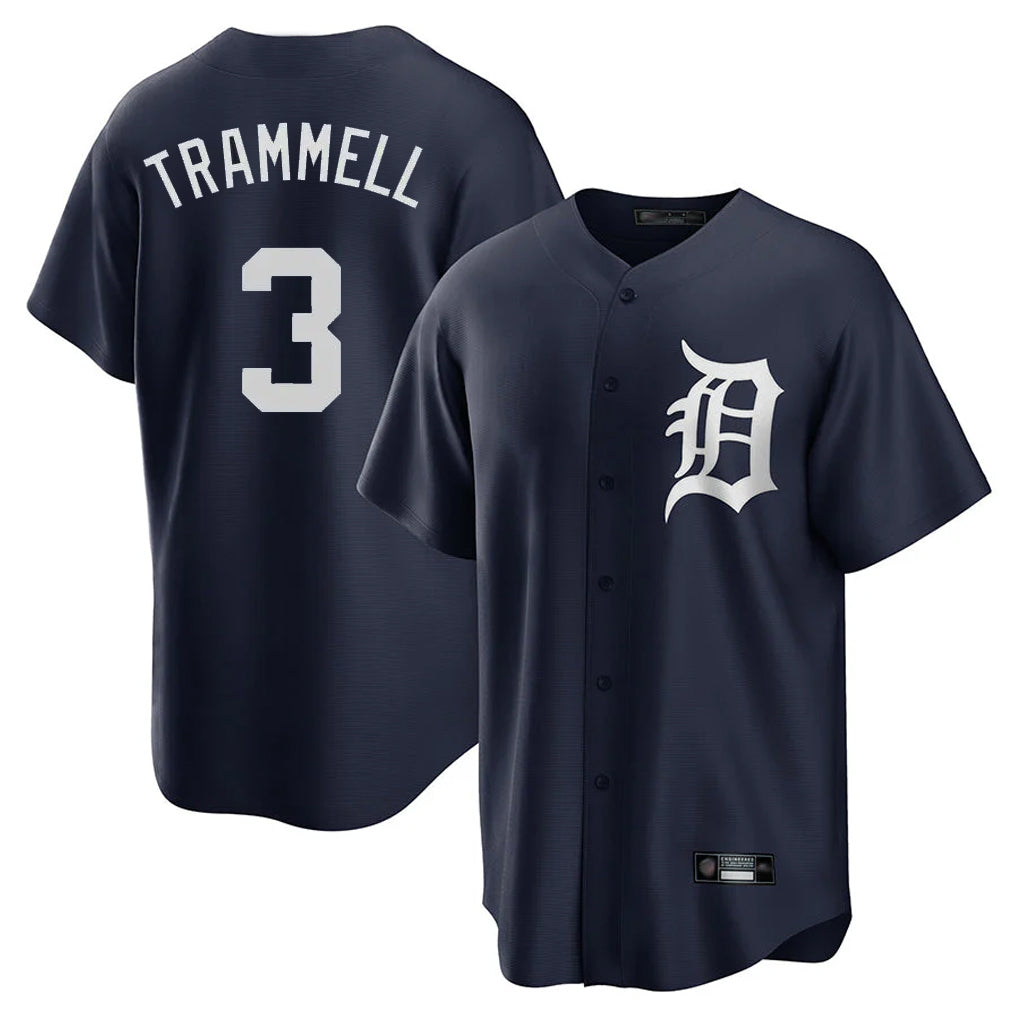 Detroit Tigers #3 Alan Trammell Player Navy Game Home Stitched Baseball Jersey