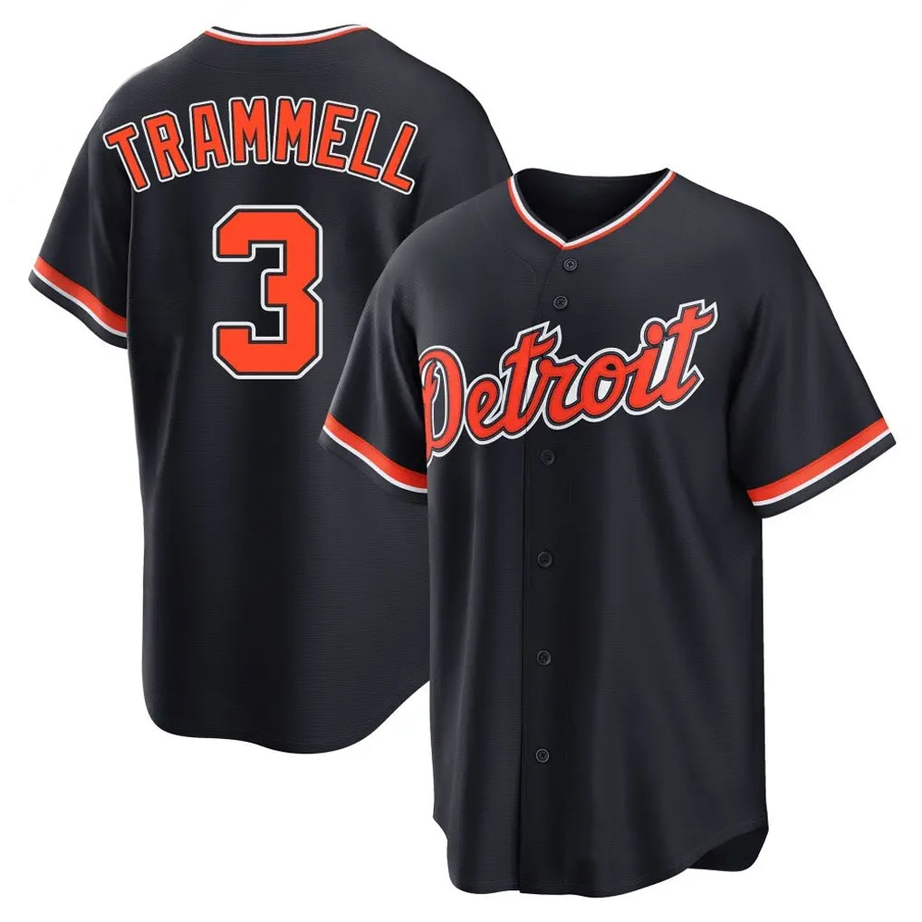 Detroit Tigers #3 Alan Trammell Player Navy Home Game Stitched Baseball Jersey