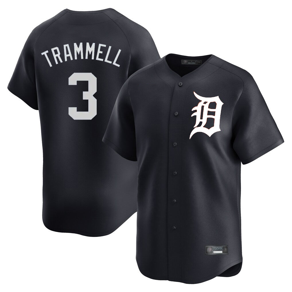 Detroit Tigers #3 Alan Trammell Player Navy Home Limited Game Stitched Baseball Jersey
