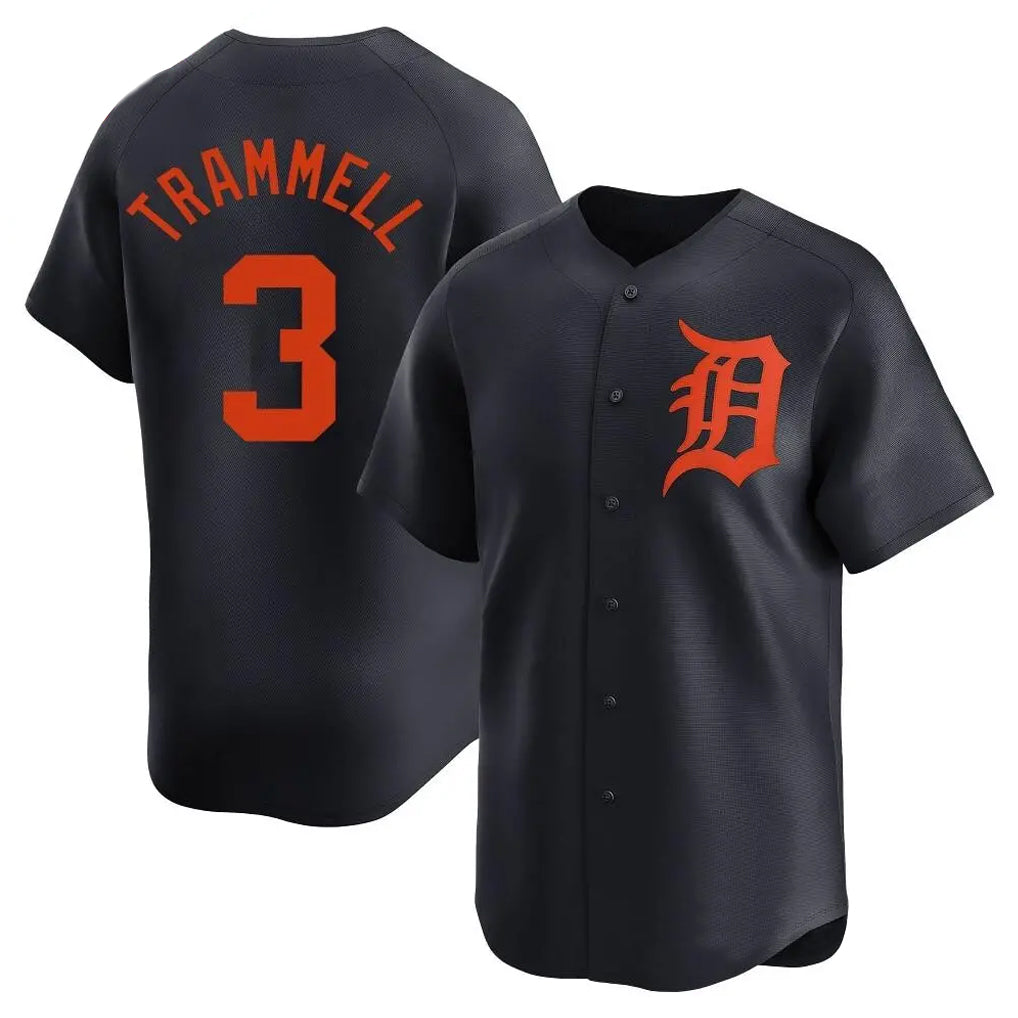 Detroit Tigers #3 Alan Trammell Player Navy Home Limited Stitched Baseball Jersey