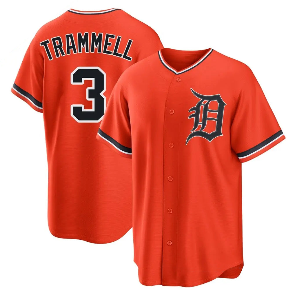 Detroit Tigers #3 Alan Trammell Player Orange Home Game Stitched Baseball Jersey