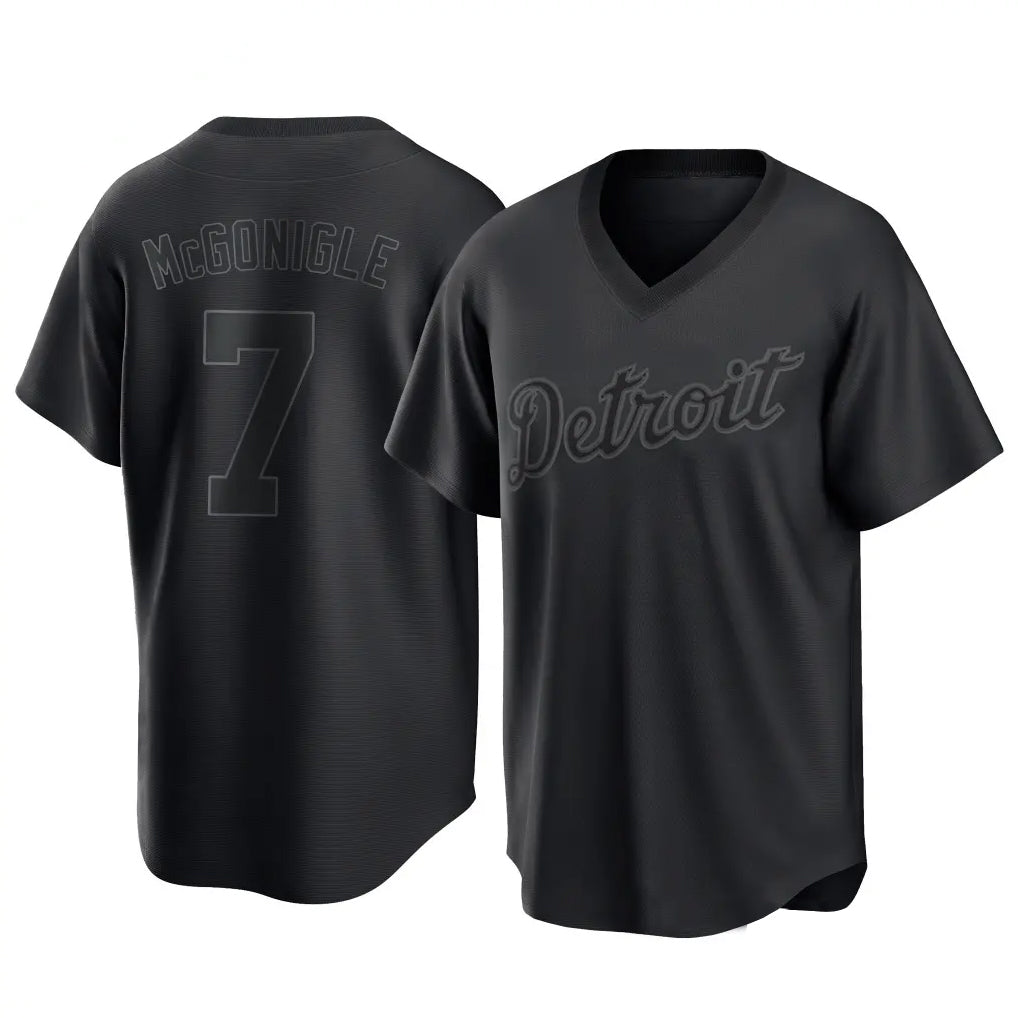 Detroit Tigers #7 Kevin McGonigle Player Black T-shirt Home Game Stitched Baseball Jersey