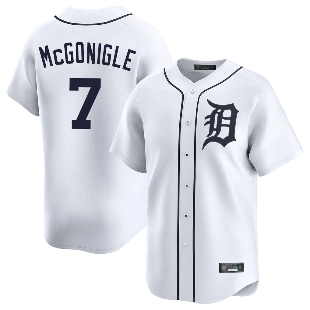 Detroit Tigers #7 Kevin McGonigle Player White Home Limited Stitched Baseball Jersey
