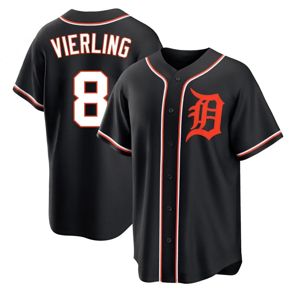 Detroit Tigers #8 Matt Vierling Player Black Fashion Out Home Game Stitched Baseball Jersey