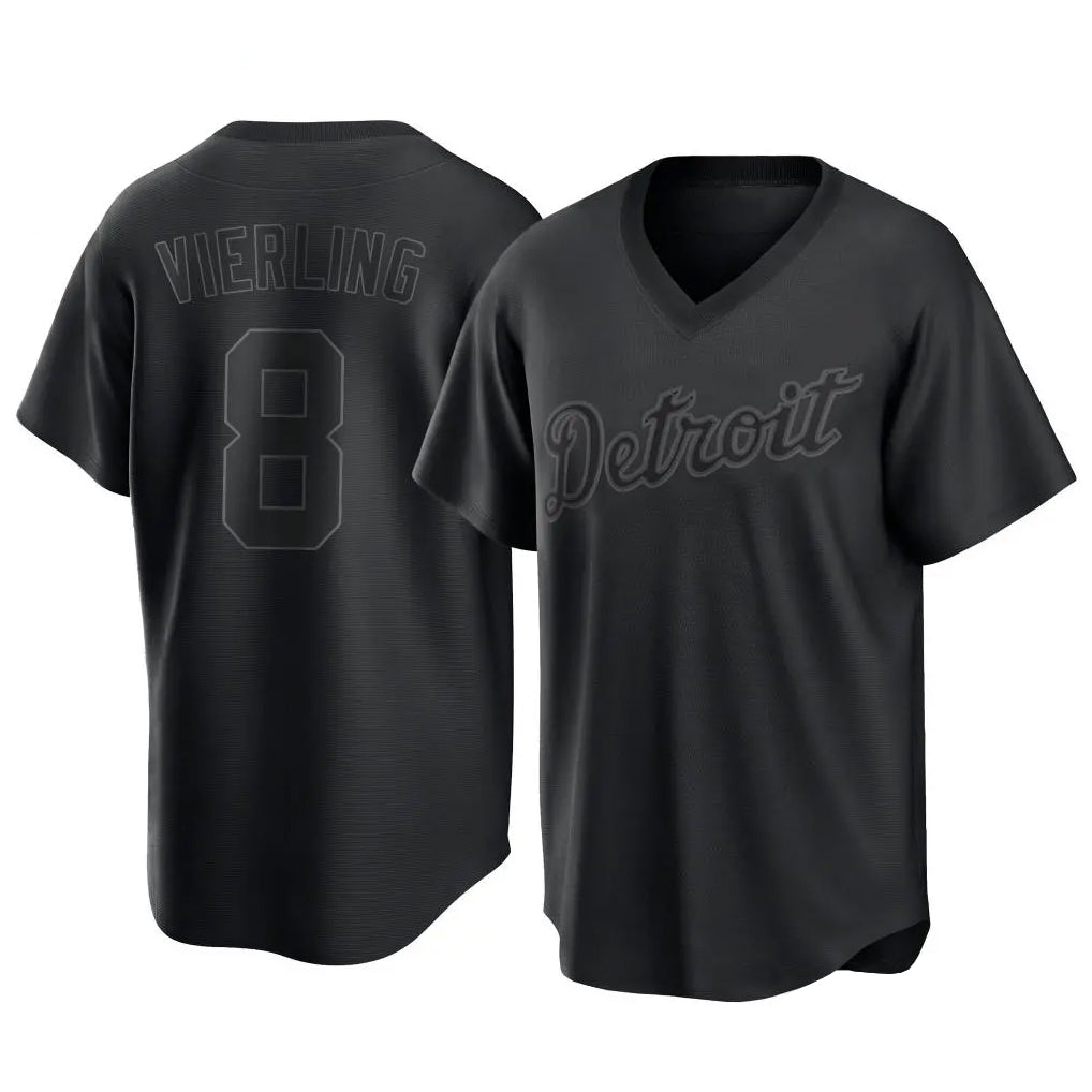 Detroit Tigers #8 Matt Vierling Player Black T-shirt Home Game Stitched Baseball Jersey