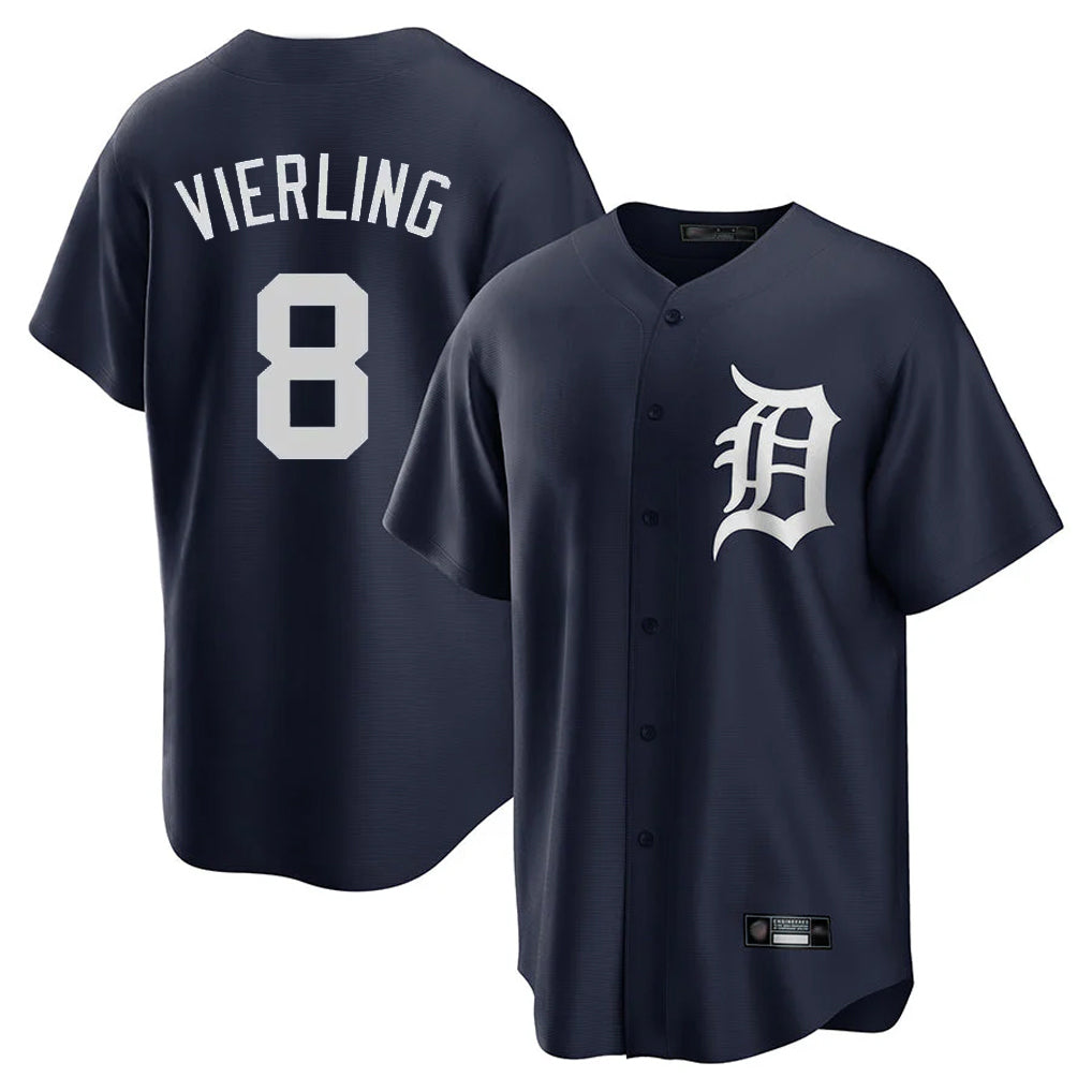 Detroit Tigers #8 Matt Vierling Player Navy Game Home Stitched Baseball Jersey