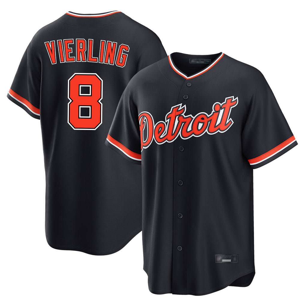 Detroit Tigers #8 Matt Vierling Player Navy Home Game Stitched Baseball Jersey