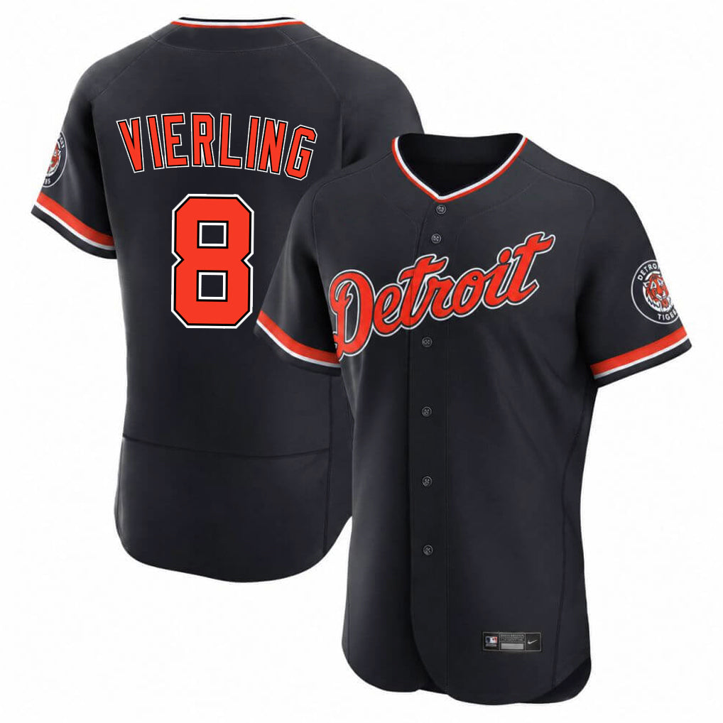 Detroit Tigers #8 Matt Vierling Player Navy Limited Elite Home Game Stitched Baseball Jersey