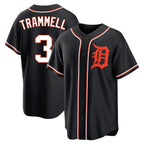 Detroit Tigers #3 Alan Trammell Player Black Fashion Out Home Game Stitched Baseball Jersey
