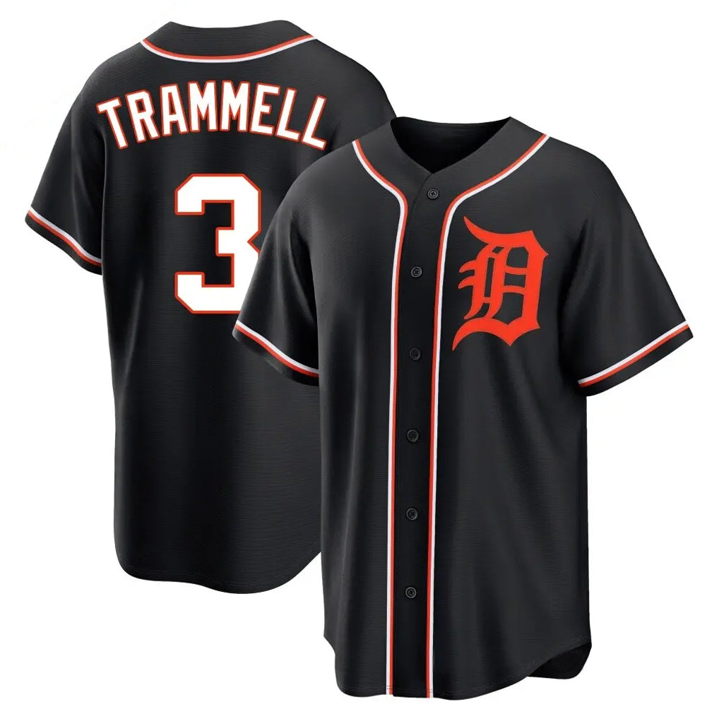 Detroit Tigers #3 Alan Trammell Player Black Fashion Out Home Game Stitched Baseball Jersey