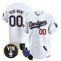 Dodgers Vin & California Patch Gold Trim Vapor Premier Limited Custom Jersey – White Gold Baseball Jersey