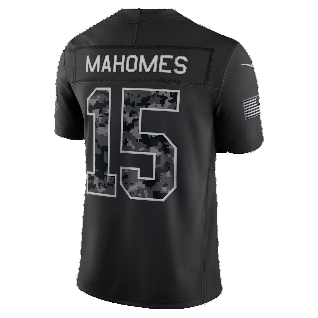 KC.Chiefs #15 Patrick Mahomes Black 2026 Salute to Service Stitched Limited Football Jersey