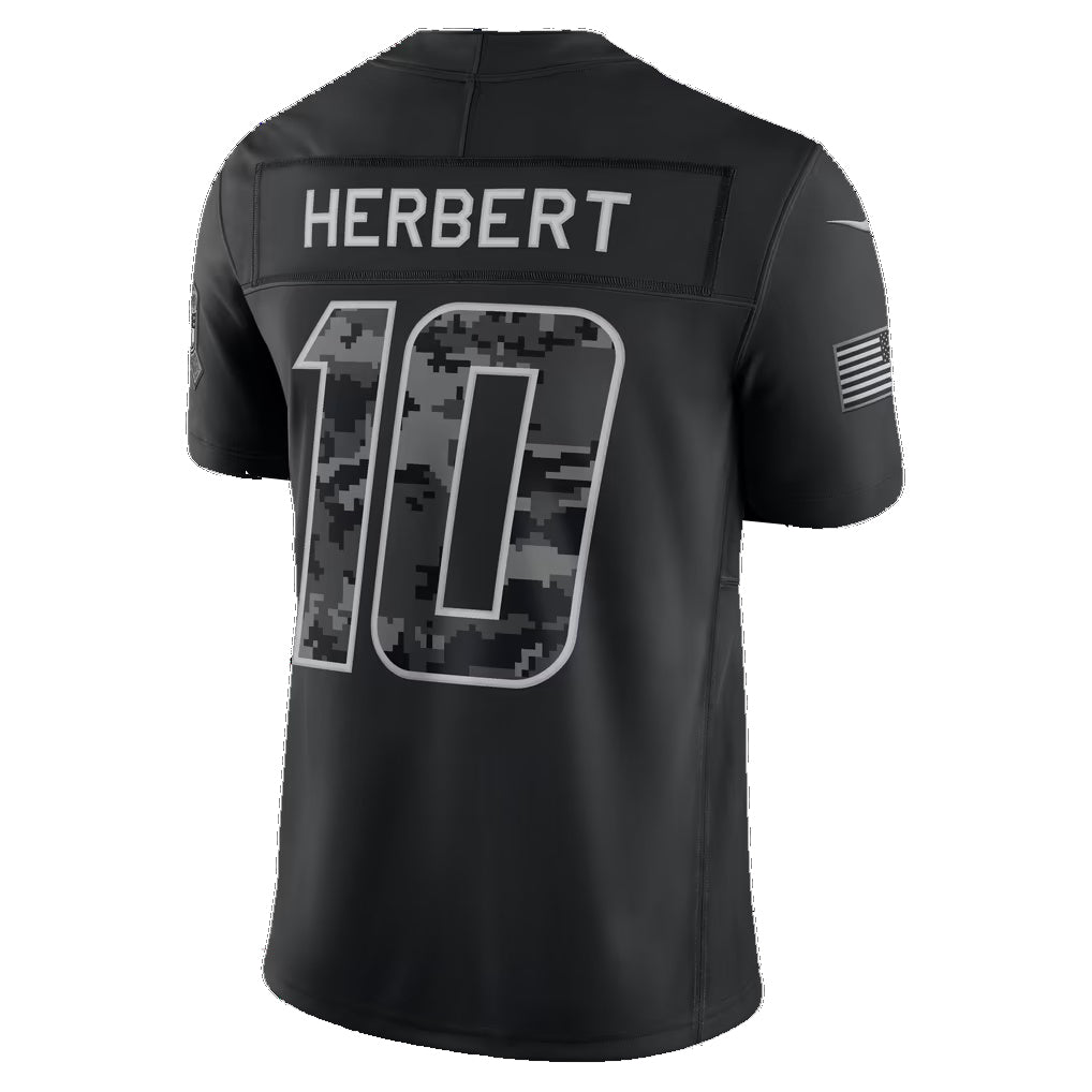 LA.Chargers #10 Justin Herbert Black 2026 Salute to Service Stitched Limited Football Jersey