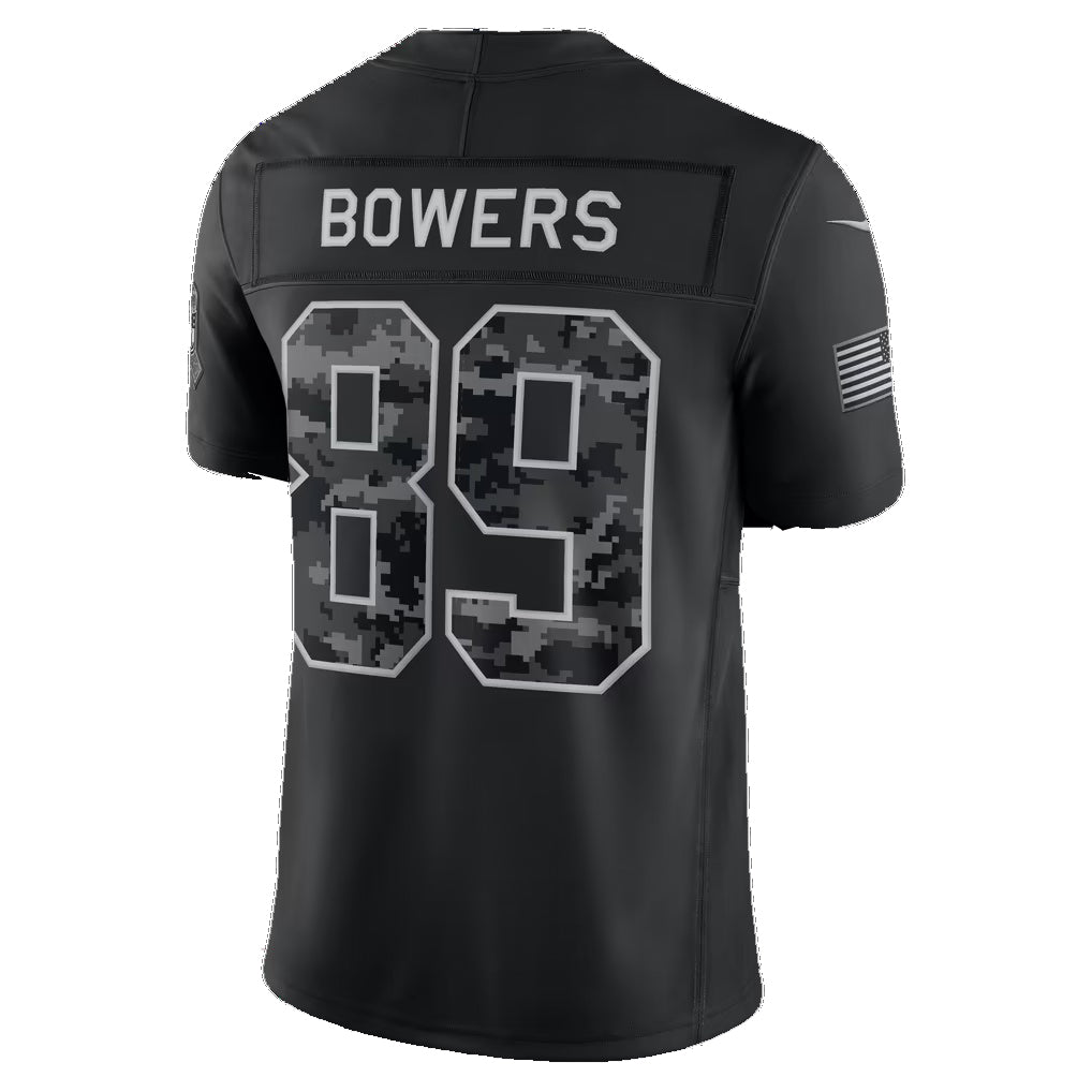 LV.Raiders #89 Brock Bowers Black 2026 Salute to Service Stitched Limited Football Jersey