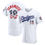 Los Angeles Dodgers #18 Yoshinobu Yamamoto Fourth of July White USA 250 Authentic Baseball Jersey